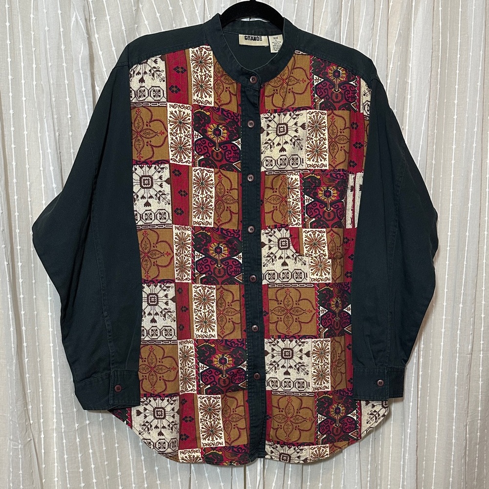 1990s Gitano patchwork print button down - image 1
